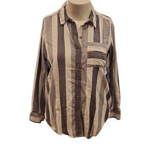 [Liz Claiborne] Simply Liz Striped Long Sleeve Button Down - Size L